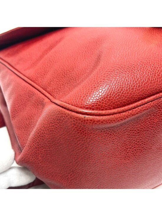 Chanel Backpack Sac CC Logo Caviar Leather Red